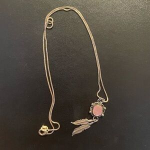 Vintage Native Sterling Silver Rose Quartz Necklace